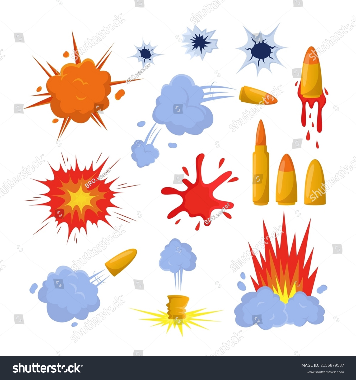 Comic Bullet Trace Holes Cartoon Illustration Stock Vector (Royalty ...