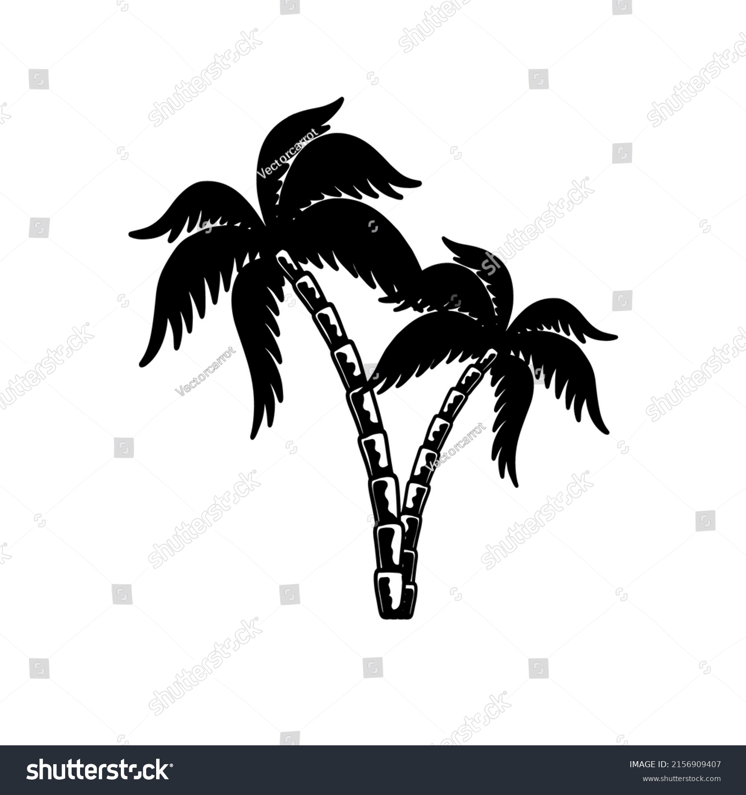 Illustration Palm Tattoo Style Summer Theme Stock Vector (Royalty Free ...