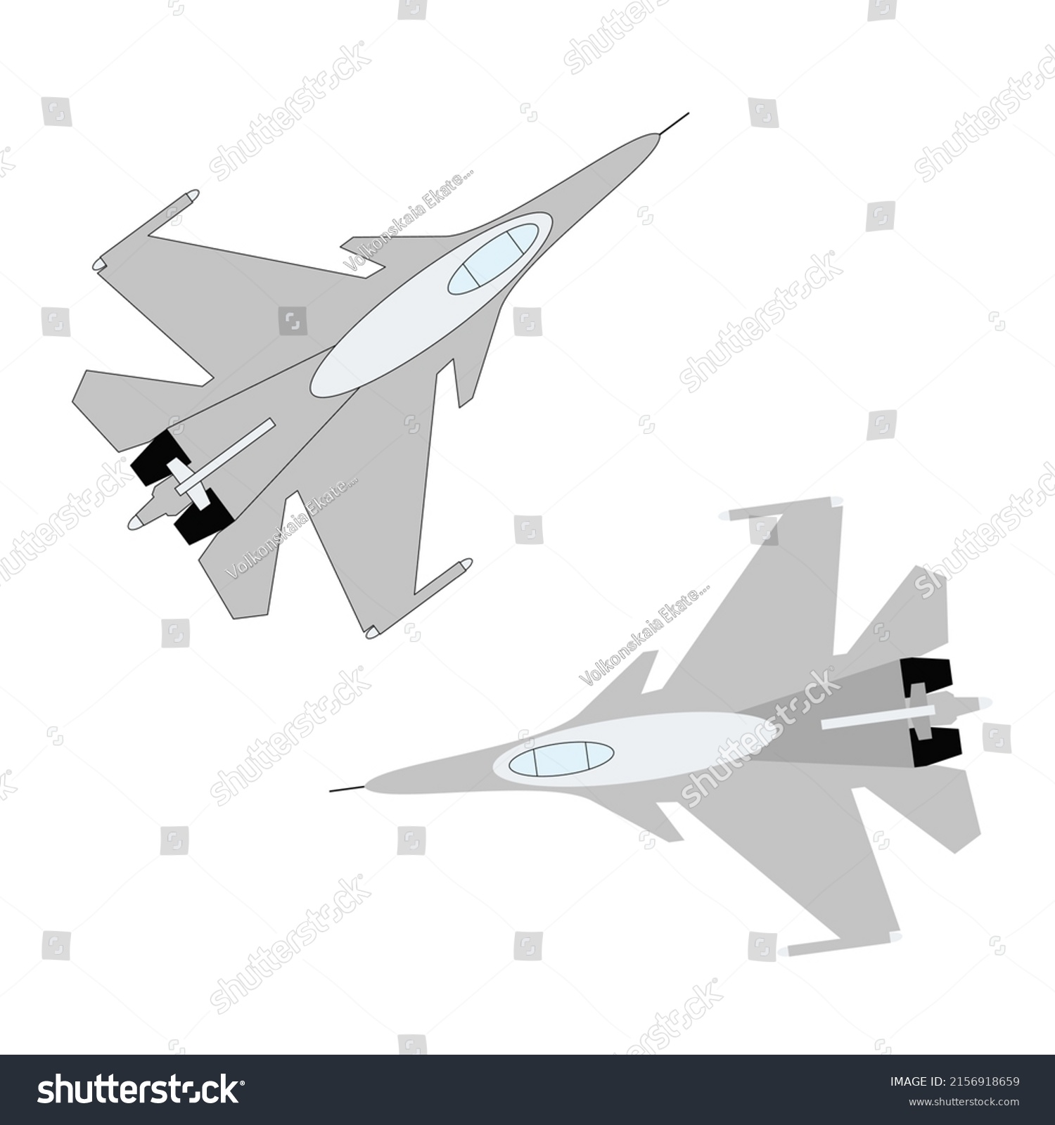 Vector Military Fighter Plane Top View Stock Vector (Royalty Free ...