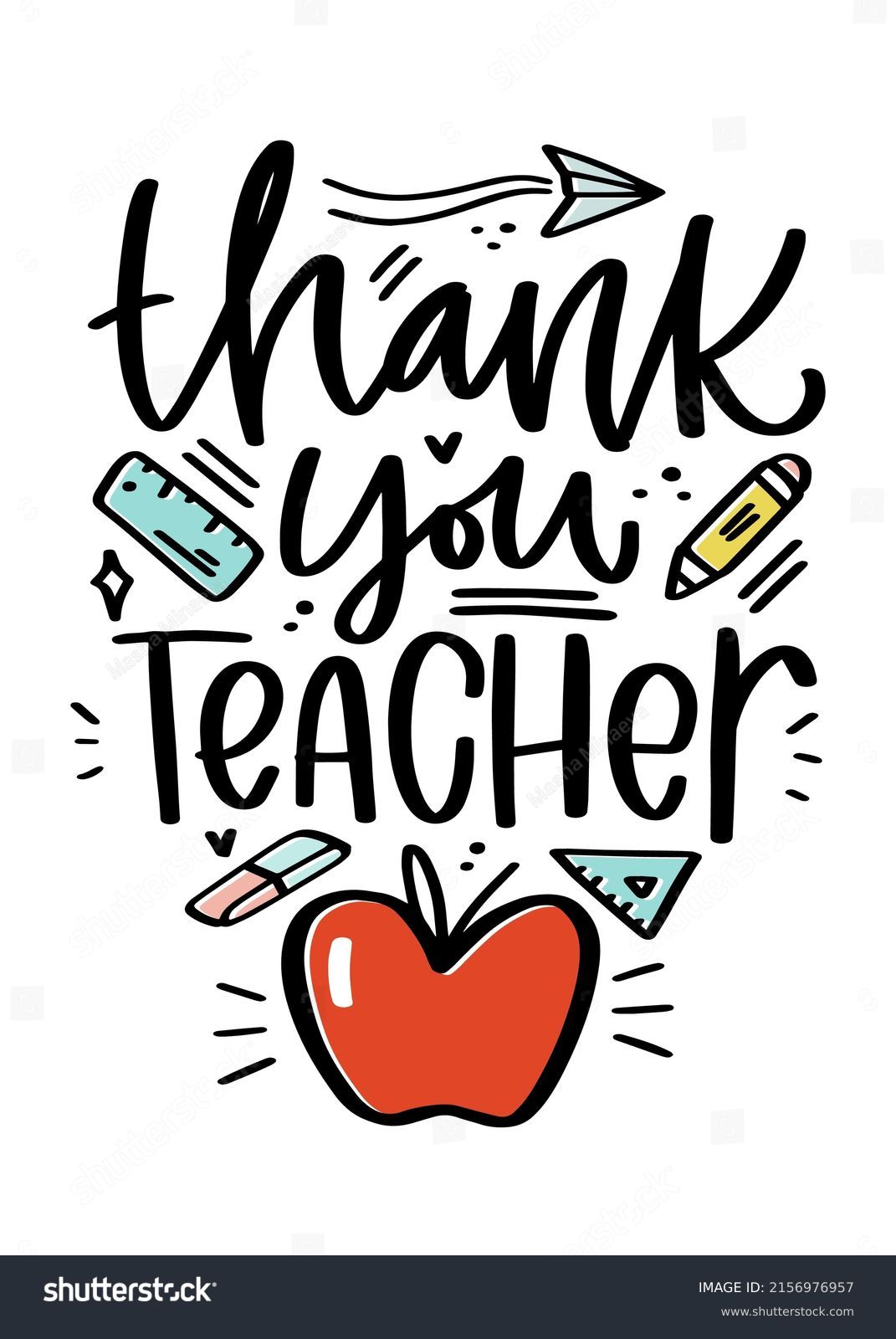 Thank You Teacher Quote Modern Calligraphy Stock Vector (Royalty Free ...