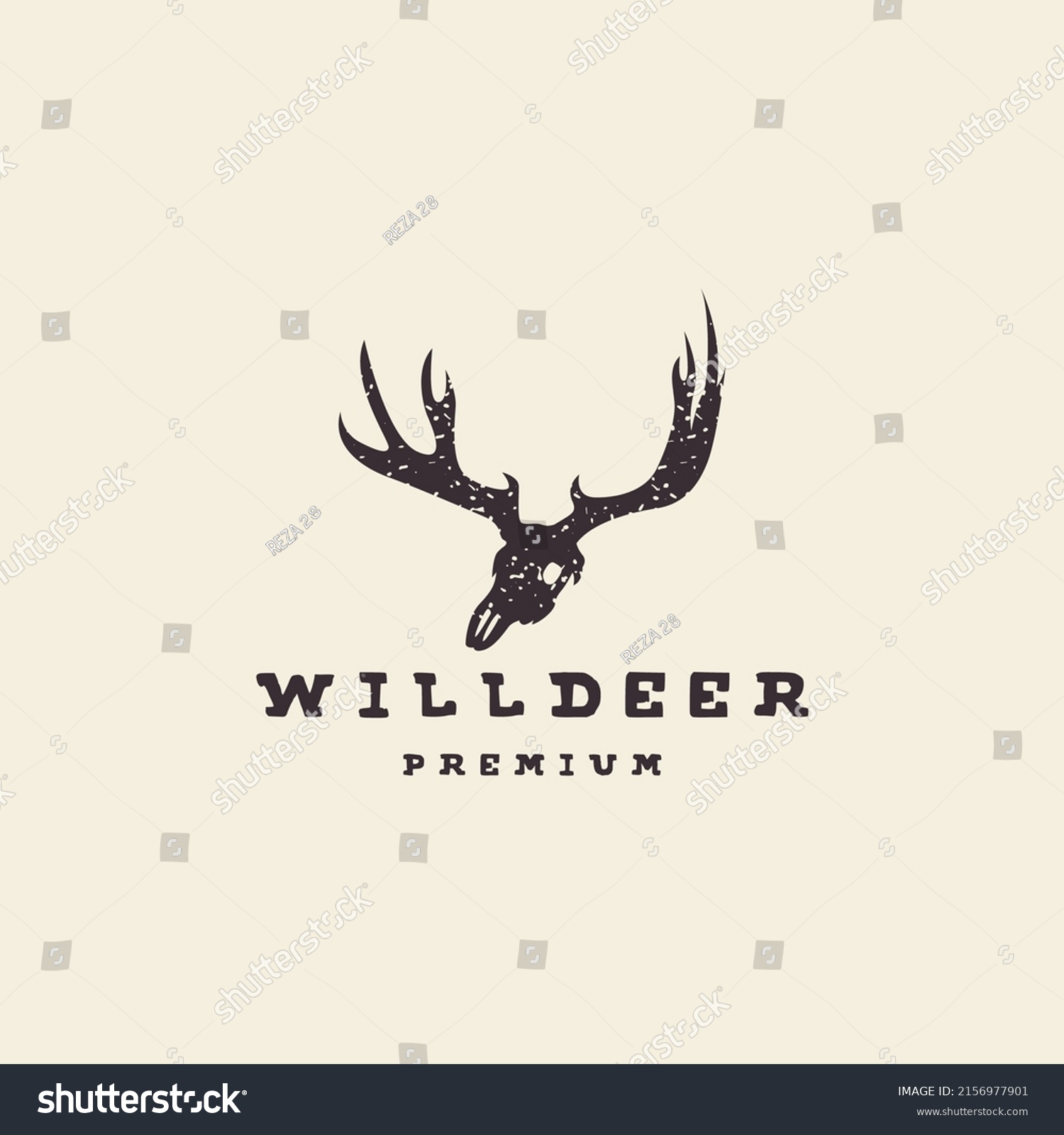 Deer Head Logo Deer Skull Antlers Stock Vector (Royalty Free ...