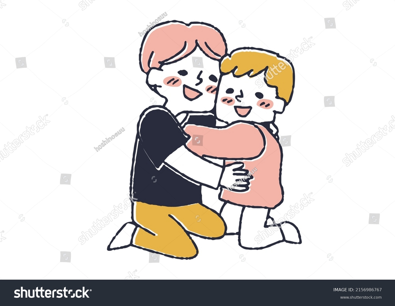 little-boy-hugging-his-younger-brother-stock-vector-royalty-free