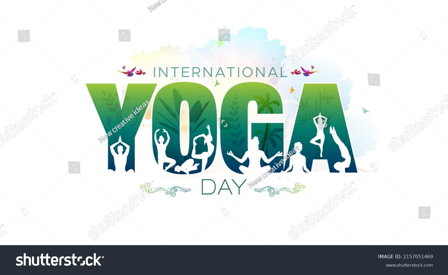 Yoga Greeting Card International Yoga Day Stock Illustration 2157051469 ...