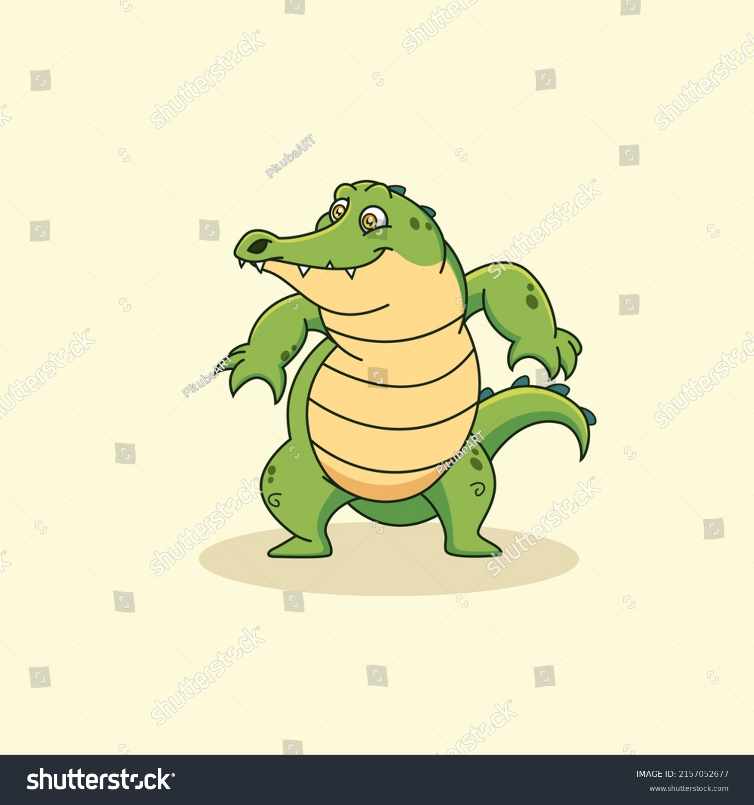 Cartoon Cute Crocodile Posinganimal Vector Illustration Stock Vector