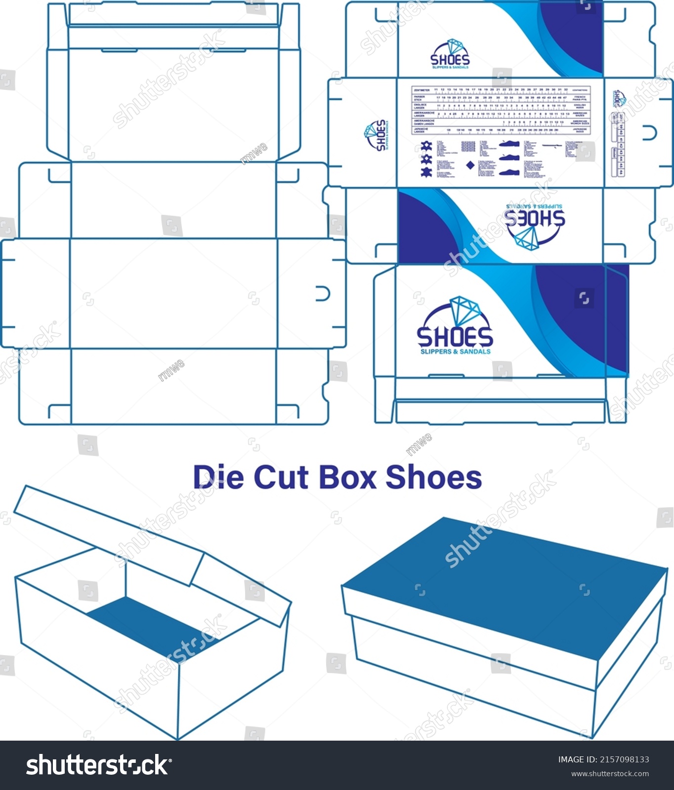 Shoes Cardboard Box Diecut Pattern File Stock Vector (Royalty Free ...