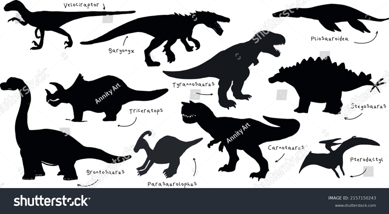 Set Silhouettes Dinosaurs Vector Illustration Group Stock Vector ...