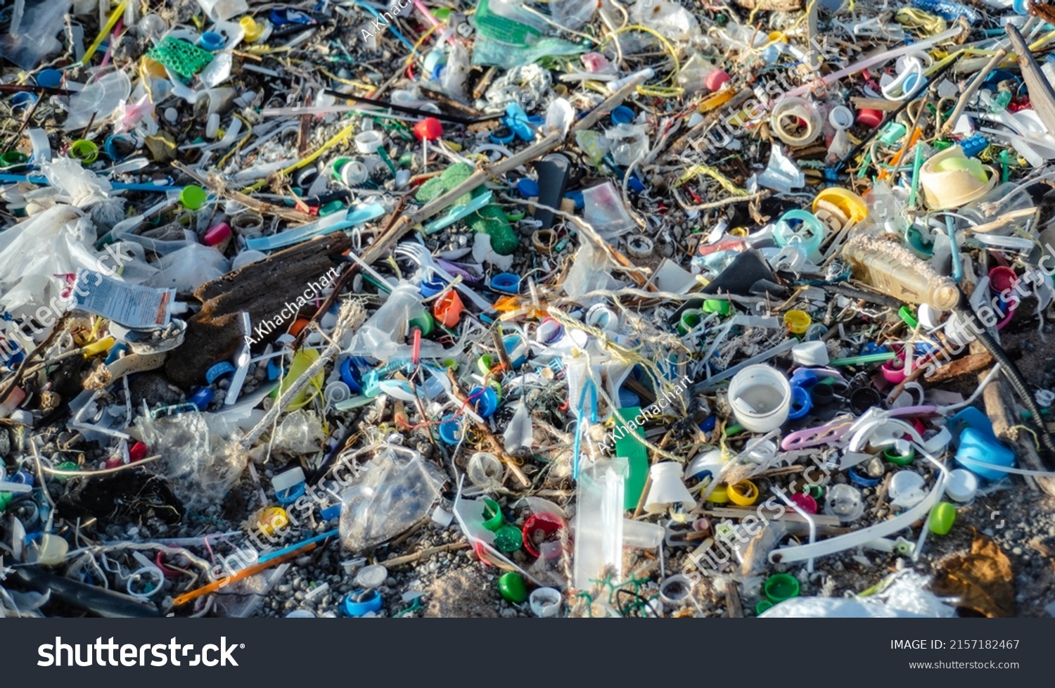 Plastic Waste Floating Sea Washed Ashore Stock Photo 2157182467 ...