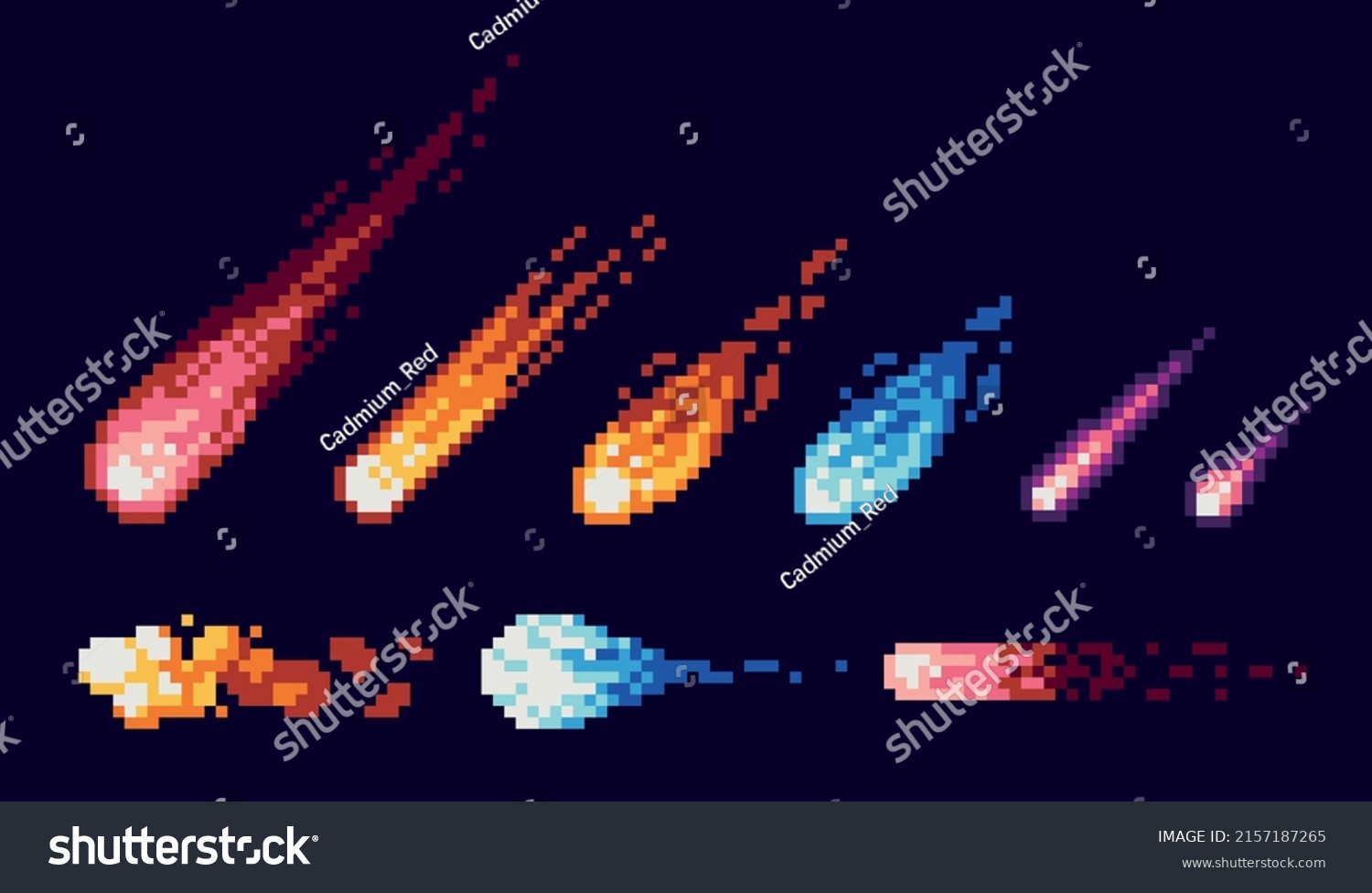 Cosmic Sparkling Comet Pixel Art Set Stock Vector (Royalty Free ...