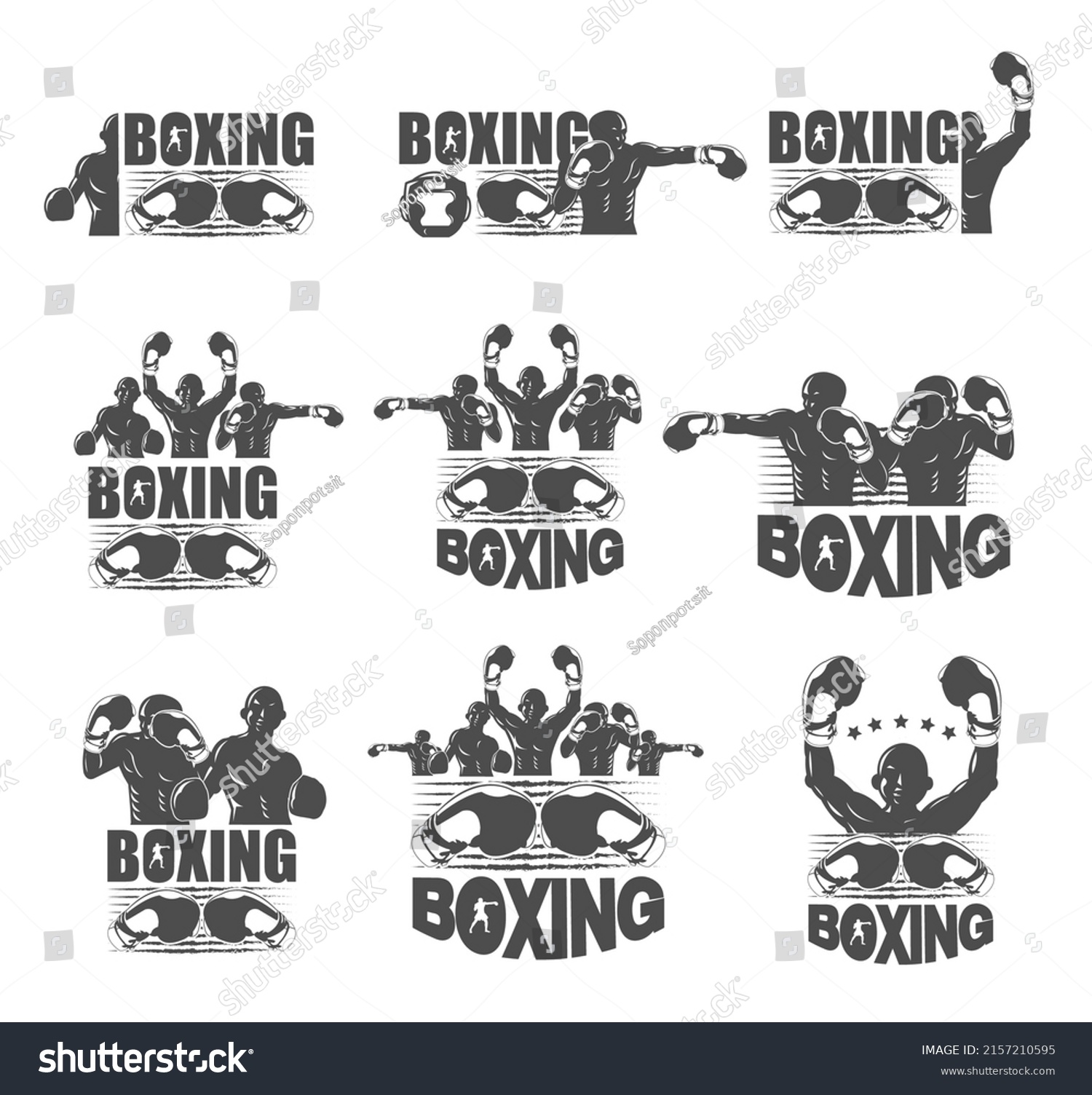 Illustration Black White Fighter Concept Boxing Stock Vector (Royalty ...