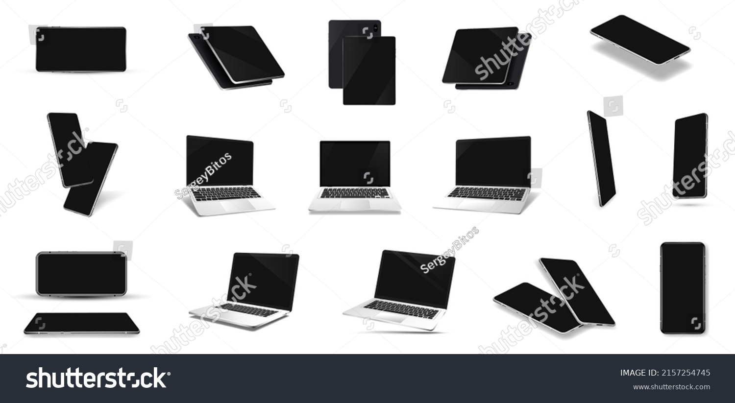 Minimalist Gadgets Set Black Blank Screen Stock Illustration 2157254745 ...