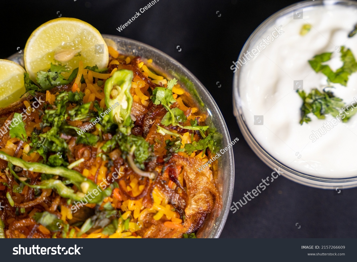 Top View Shot Biryani Curd On Stock Photo 2157266609 Shutterstock