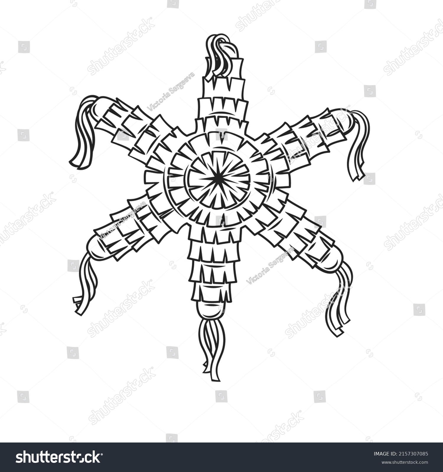Mexican Star Pinata Drawn Outline Vector Stock Vector Royalty Free 2157307085 Shutterstock 2355