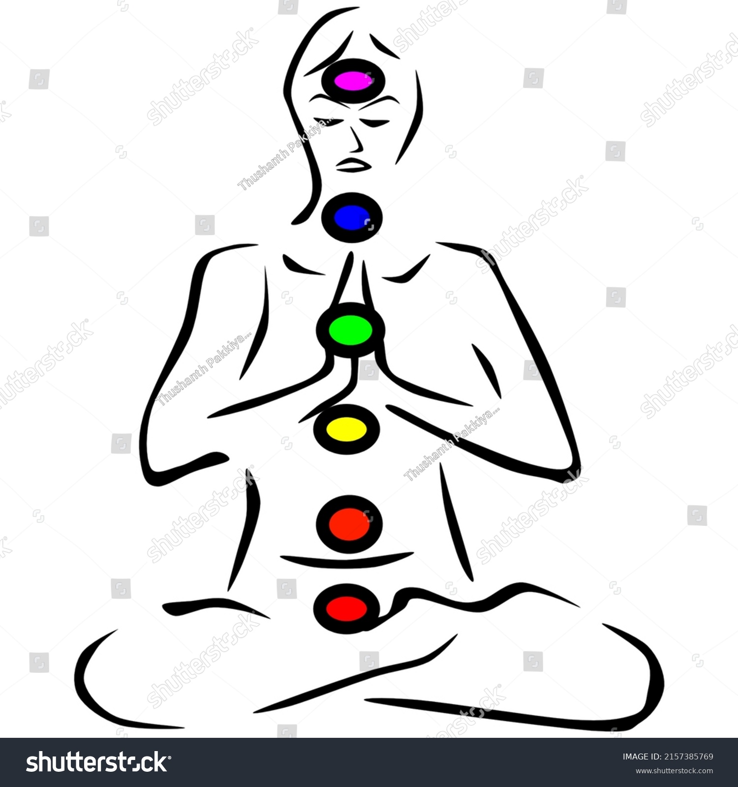 Silhouette Yoga Woman Chakra Symbols Bright Stock Illustration ...