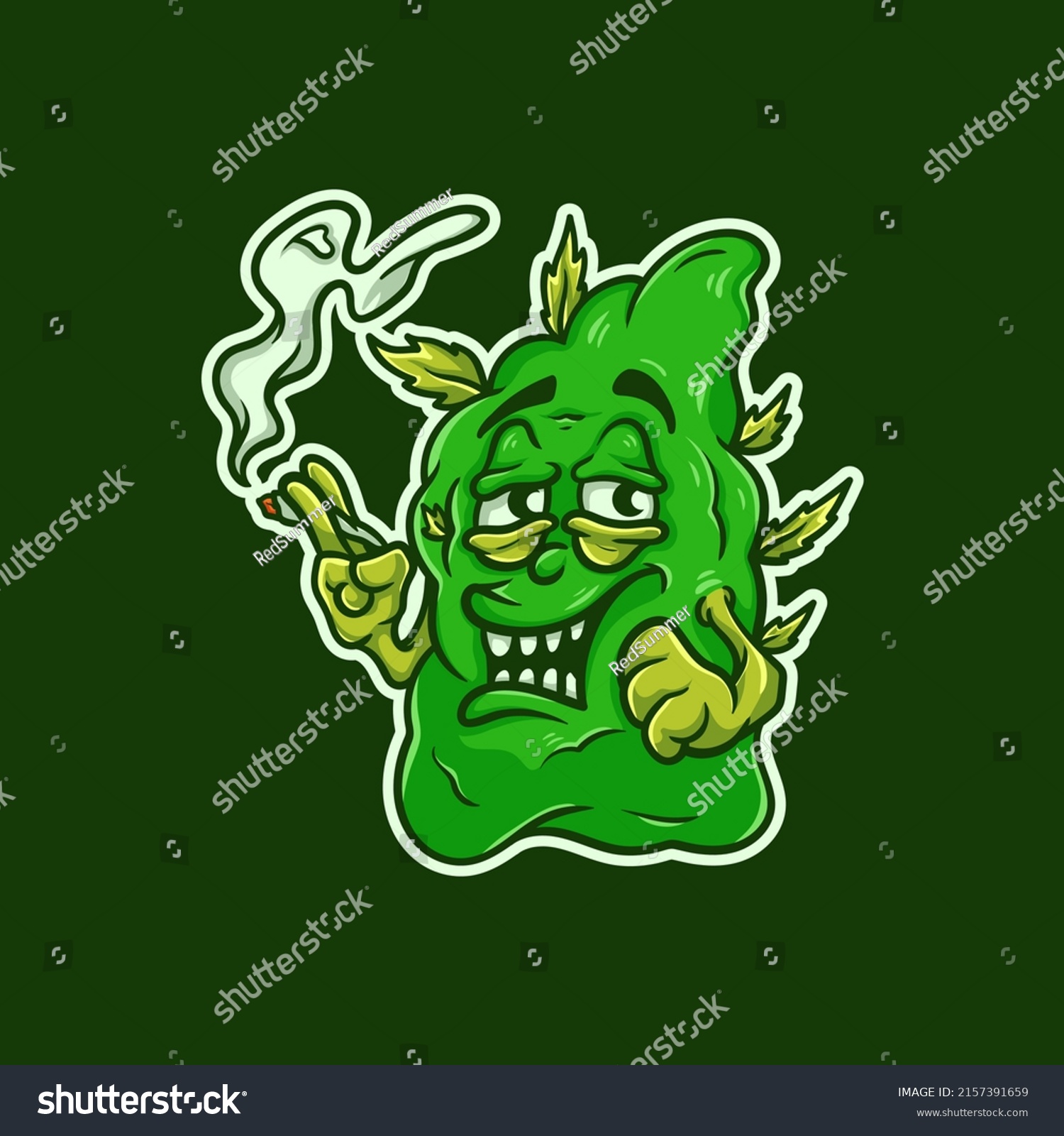 Weed Nugget Monster Character Vector Illustration Stock Vector (Royalty ...