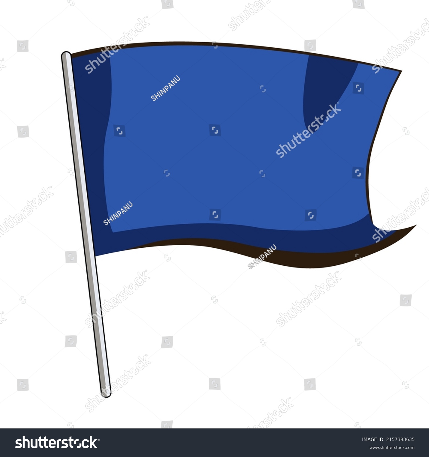 Blank Blue Flying Flag Blank Template Stock Vector (Royalty Free ...