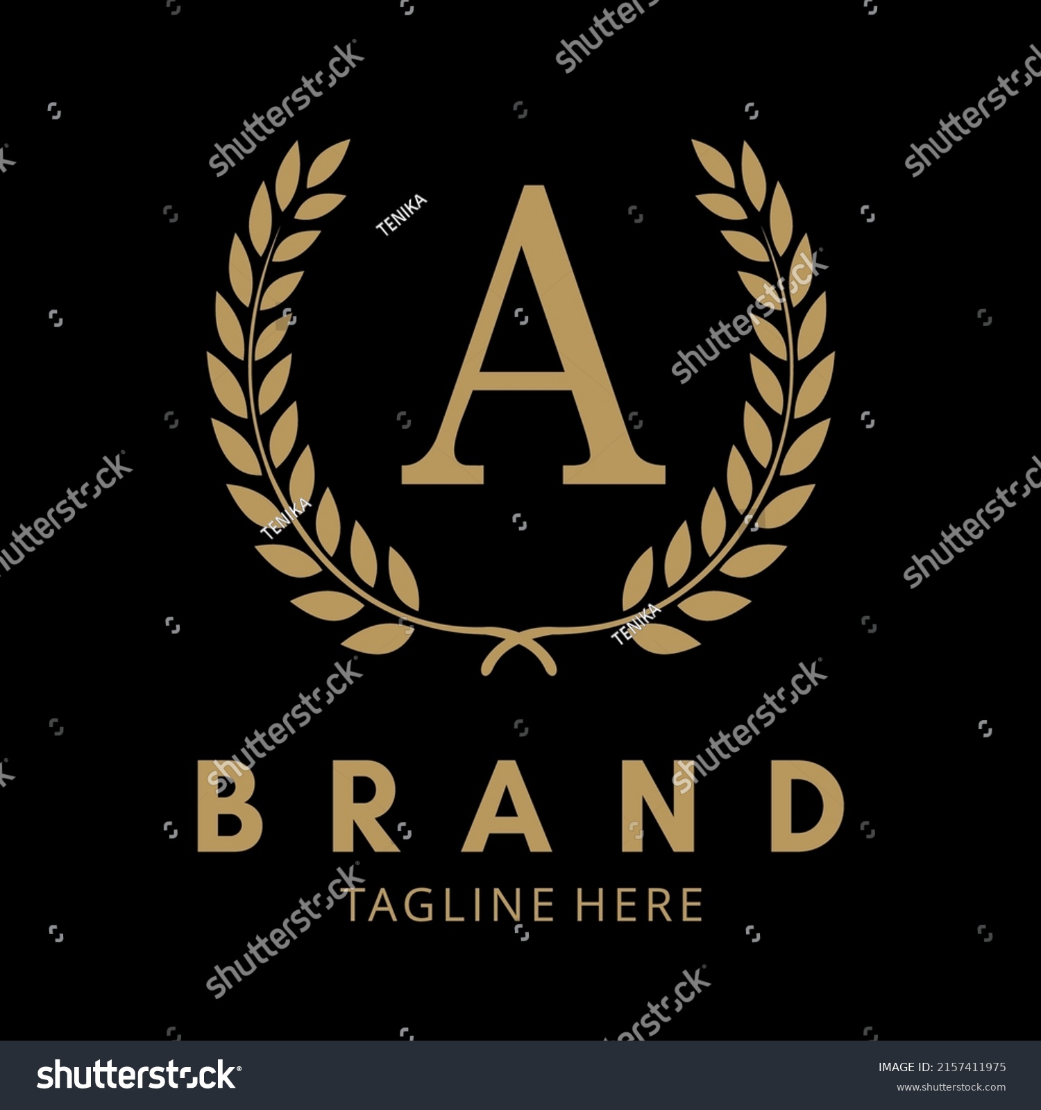 Logo Leaf Frame Gold Color Stock Vector (Royalty Free) 2157411975 ...