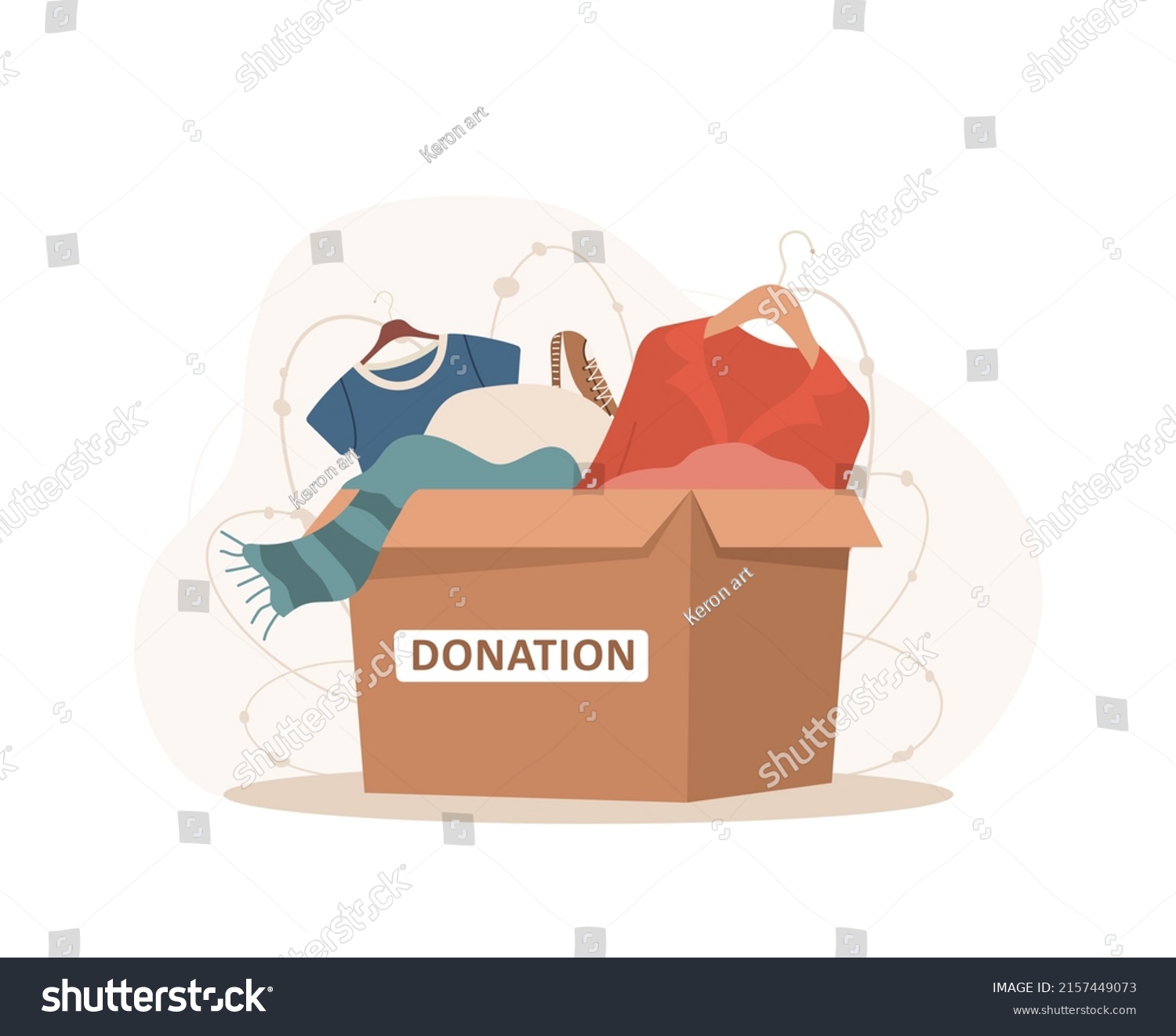 Clothes Donation Cardboard Box Full Different Stock Vector Royalty Free 2157449073 Shutterstock