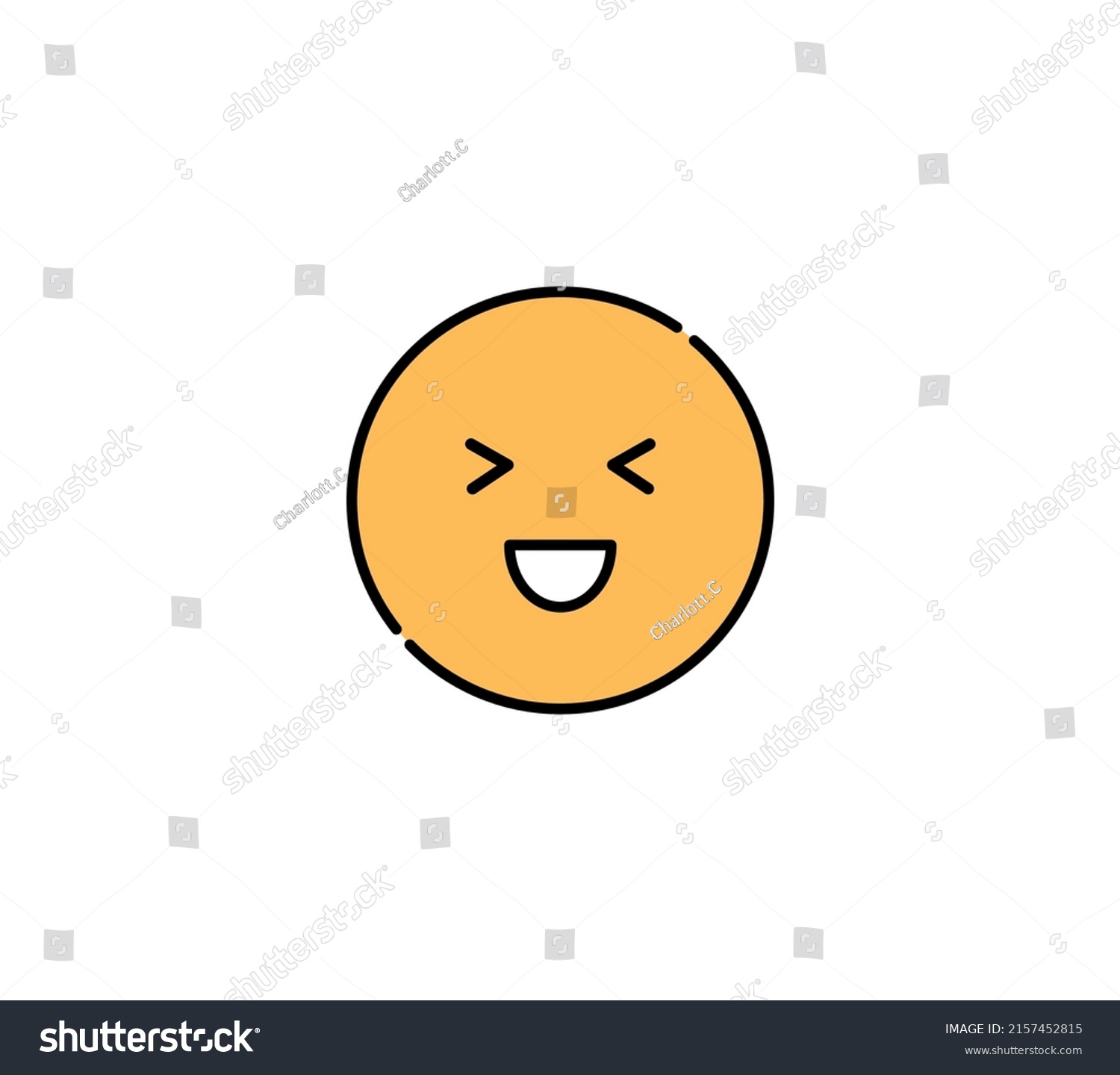 Round Happy Smiling Emoji Face Icon Stock Vector (Royalty Free ...