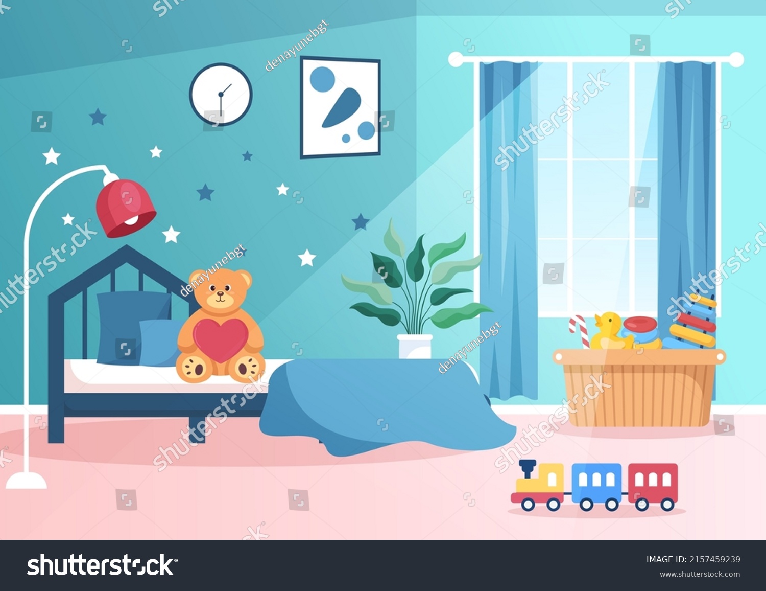 Cozy Kids Bedroom Interior Furniture Like Stock Vector (Royalty Free ...