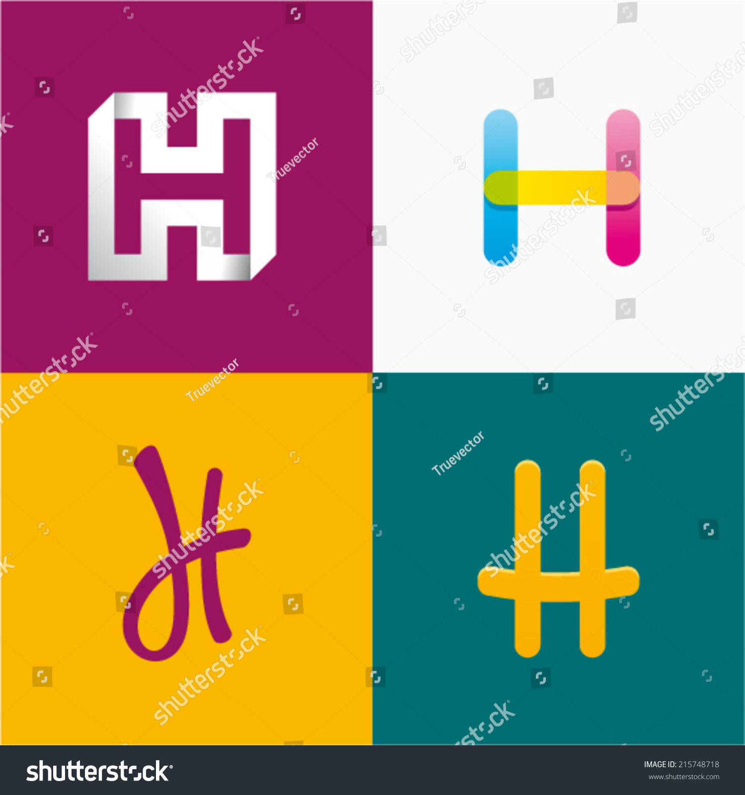 Vector Illustration Letter H Set Stock Vector (Royalty Free) 215748718 ...