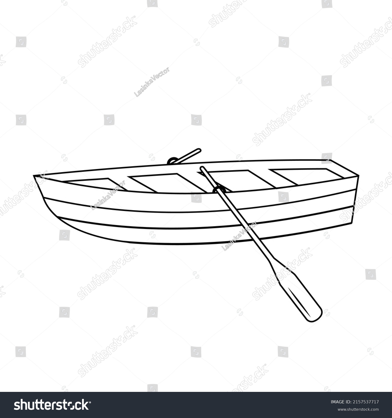 Wooden Boat Oars Black Outline Vector Stock Vector (Royalty Free ...