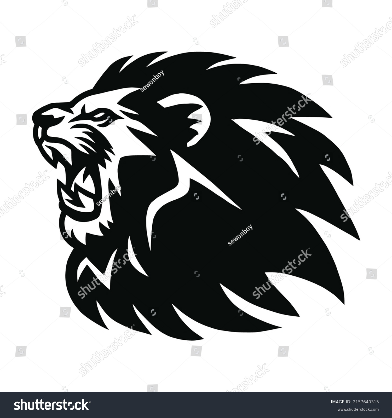 Lion Head Vector Roaring Logo Esports Stock Vector (Royalty Free ...