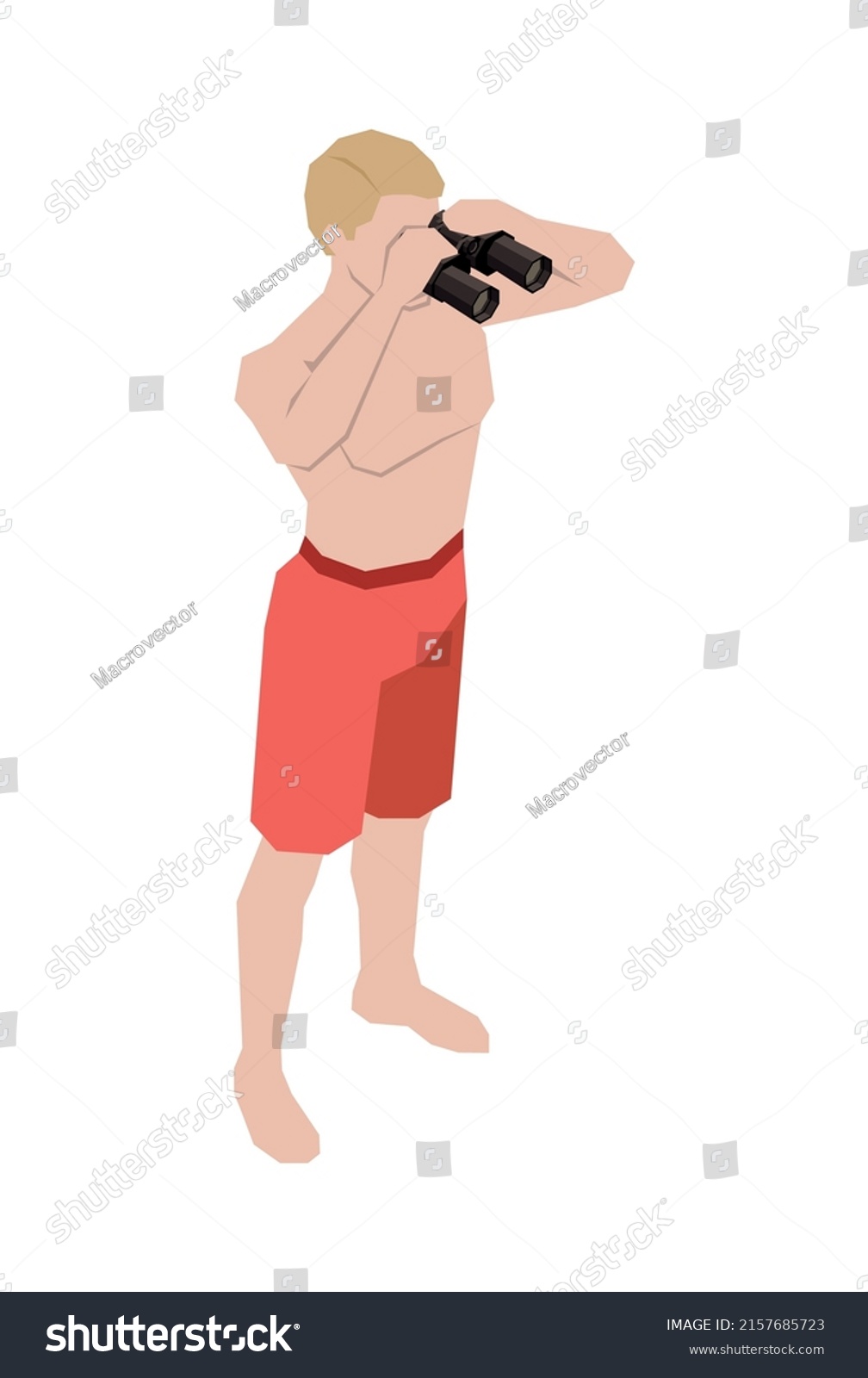 Beach Lifeguards Isometric Composition Isolated Human Stock Vector