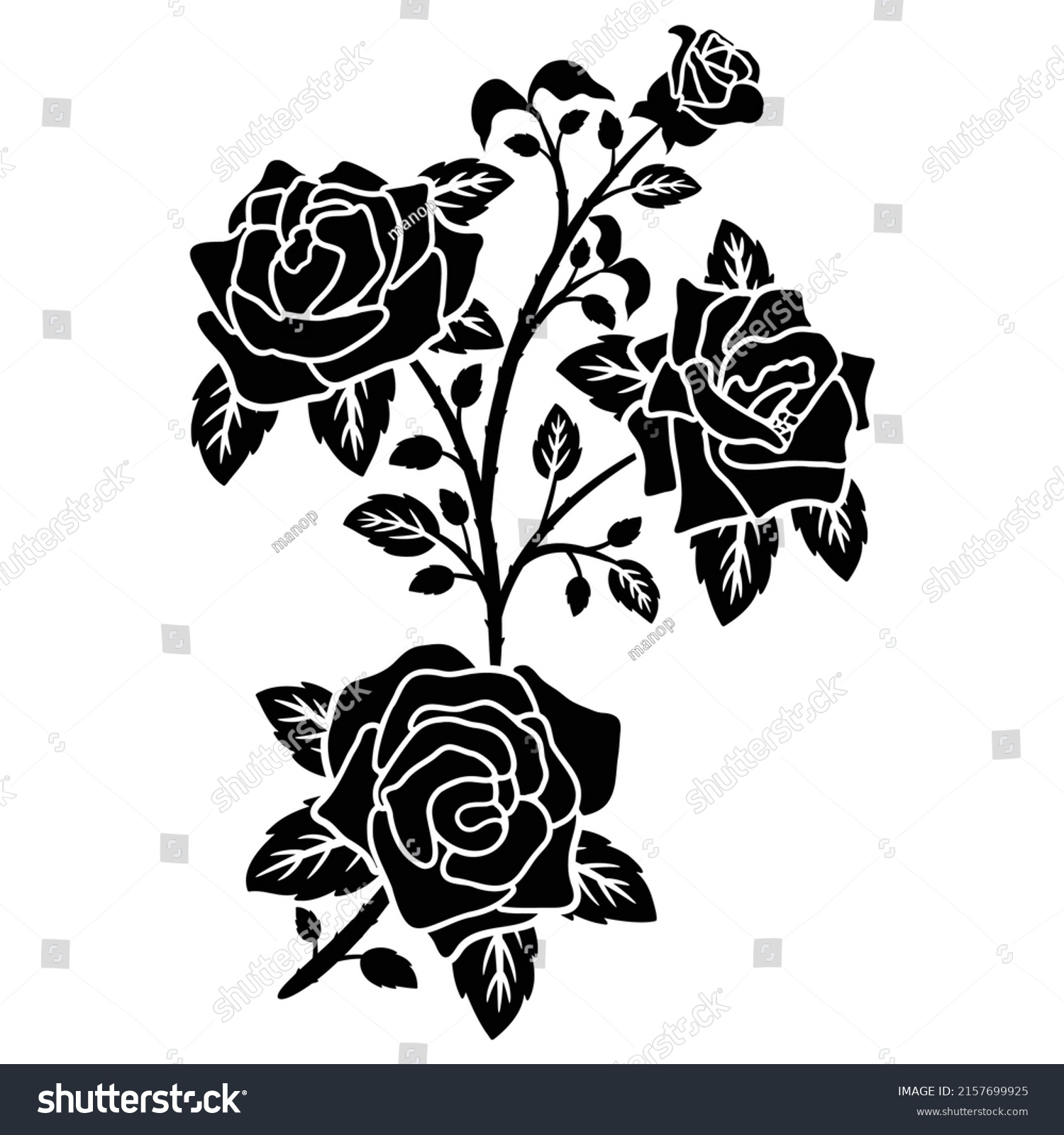 Silhouette Black Rose Flower Decoration Vector Stock Vector Royalty Free 2157699925 Shutterstock 0733