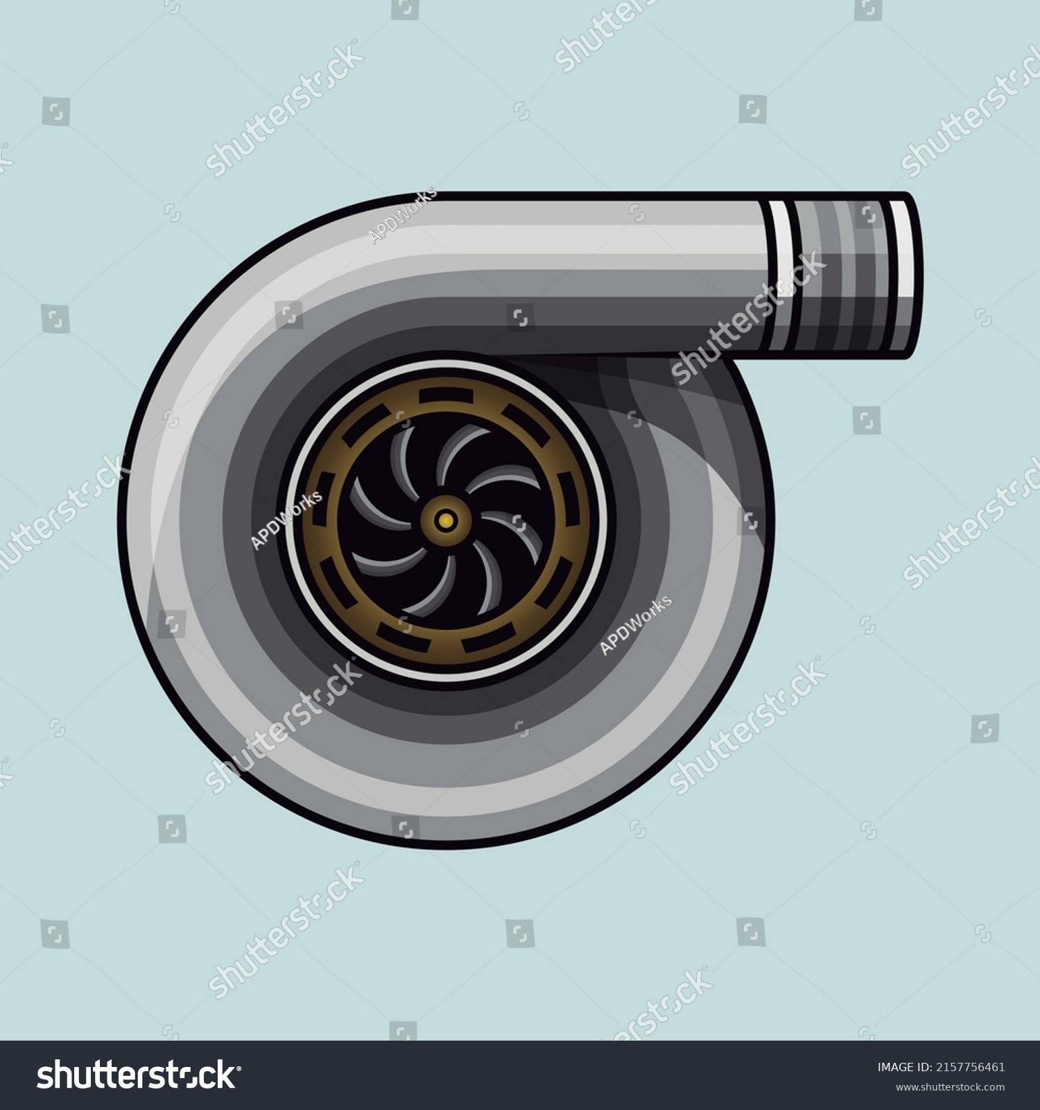 Big Automotive Silver Gold Turbo Charger Stock Vector (royalty Free 