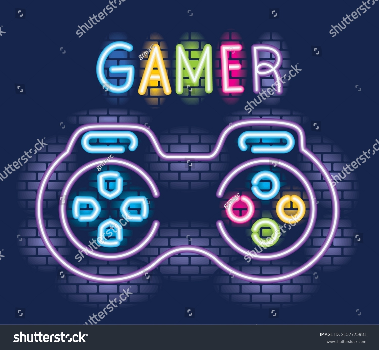 Gamer Neon Signboard Control Stock Vector (Royalty Free) 2157775981 ...