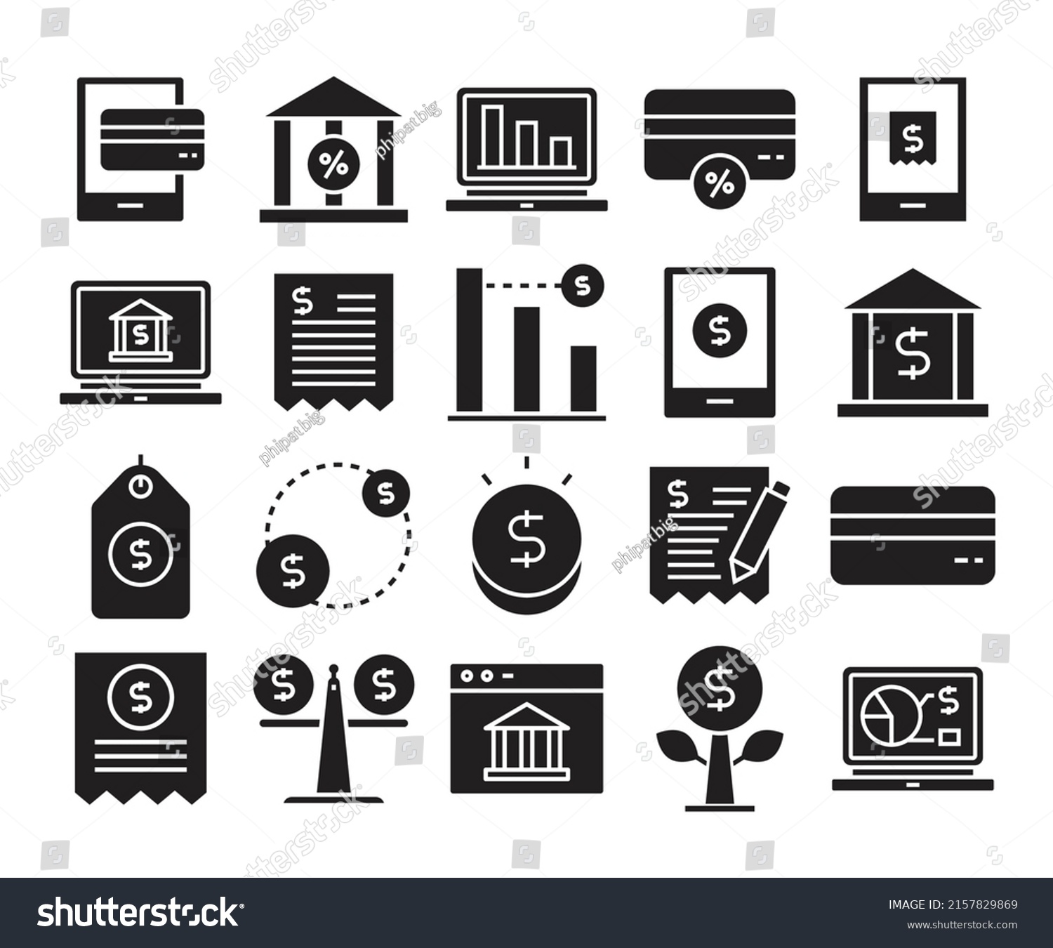 Finance Banking Icons Set Stock Vector Royalty Free 2157829869