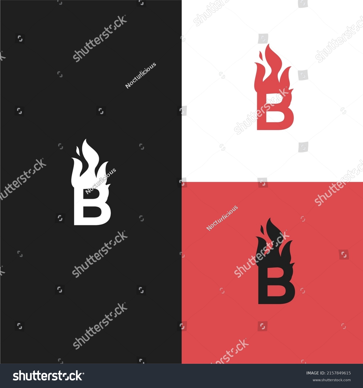 Letter B Fire Flames Logo Set Stock Vector (Royalty Free) 2157849615 ...