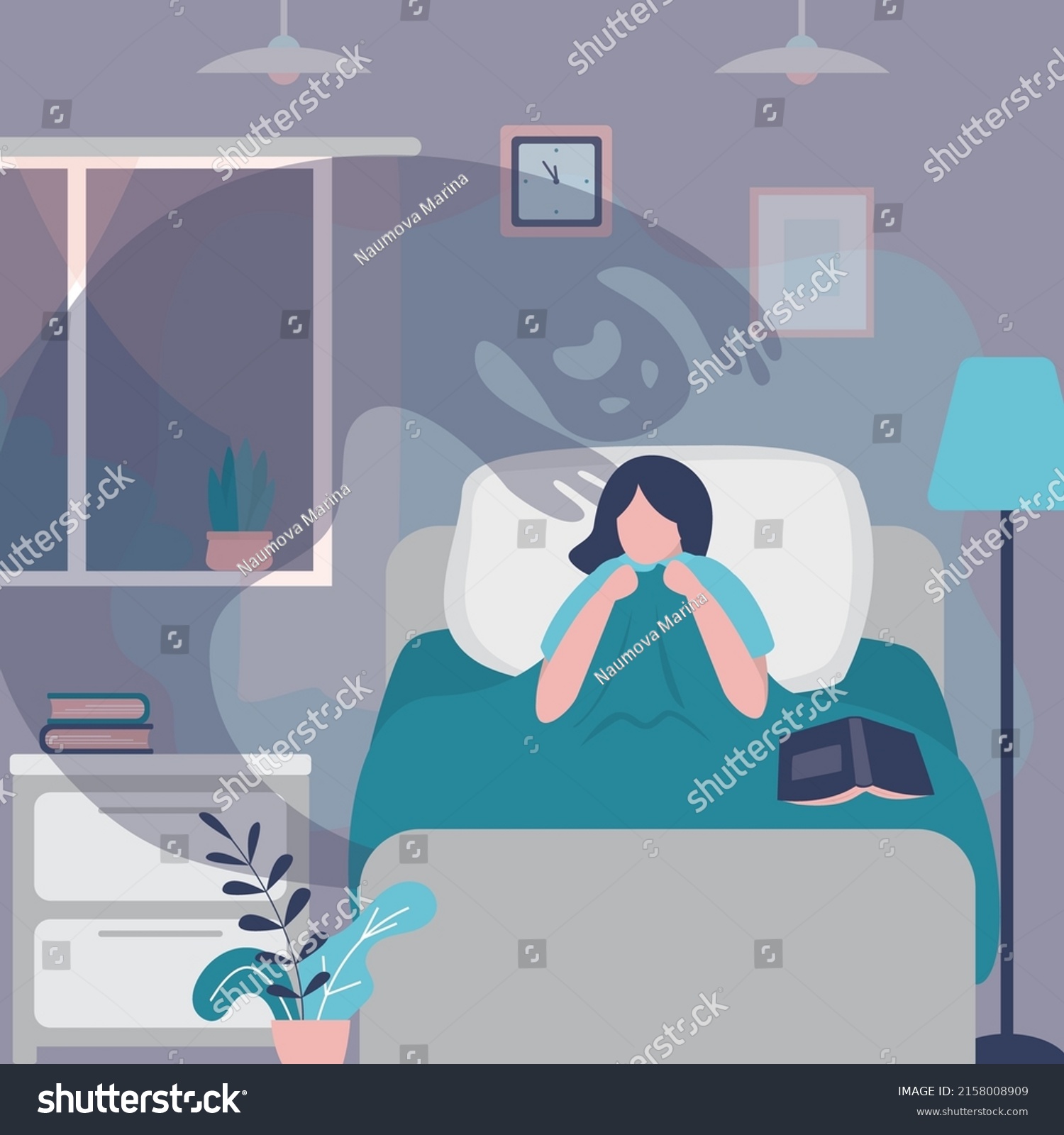 Unhappy Woman Afraid Dark Girl Lying Stock Vector (Royalty Free ...