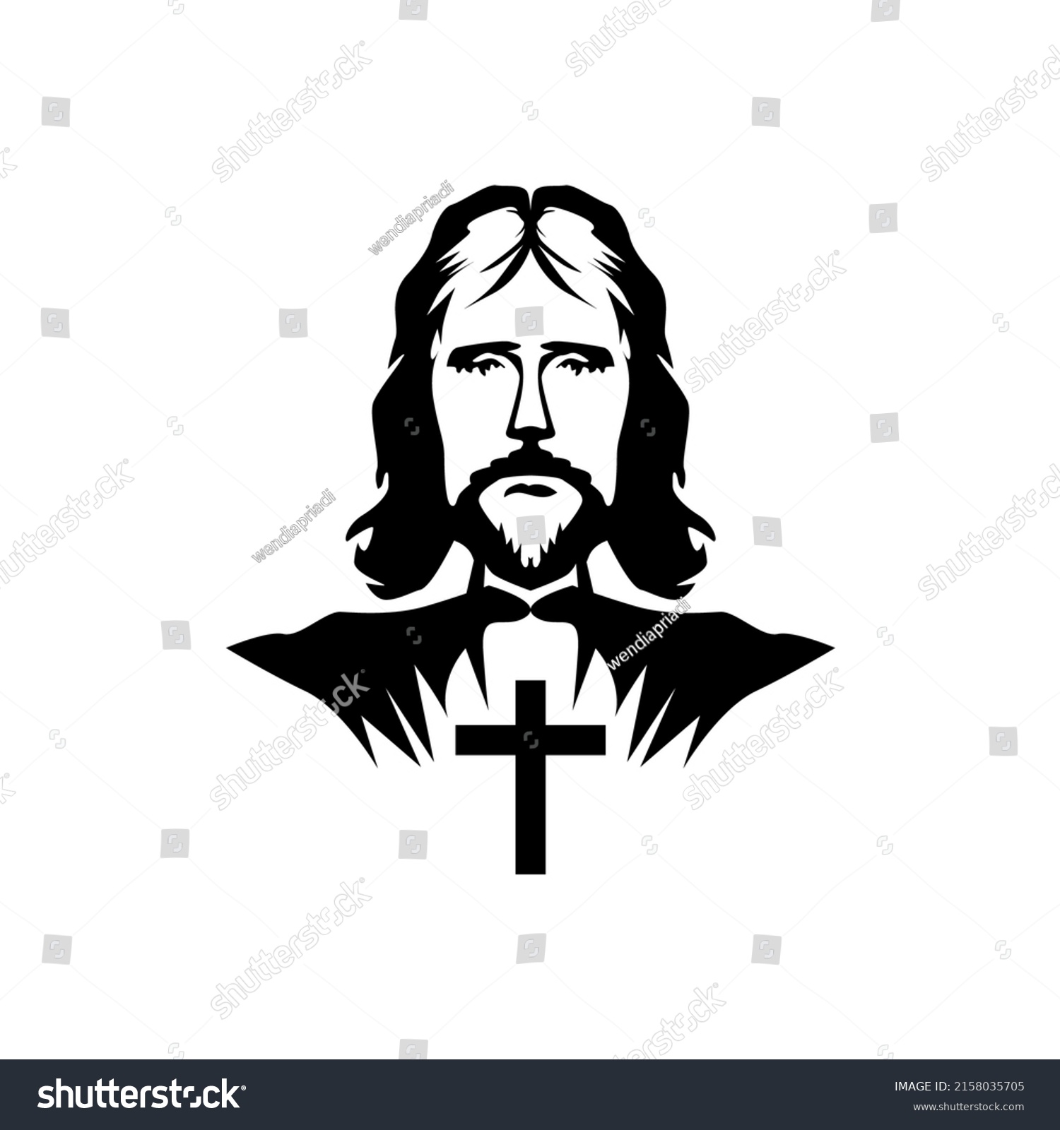 Jesus Christ Face Vector Illustration Stock Vector (Royalty Free ...