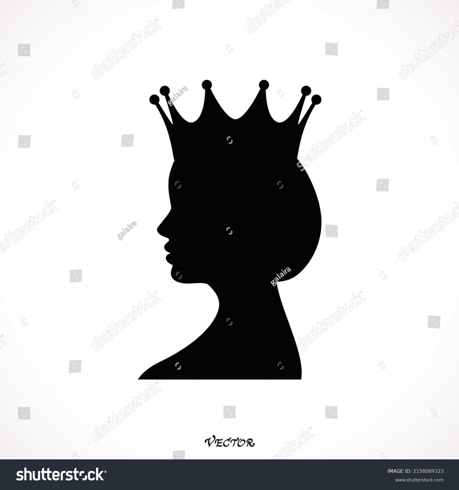 Beautiful Female Silhouette Head Profile Royal Stock Vector (Royalty ...