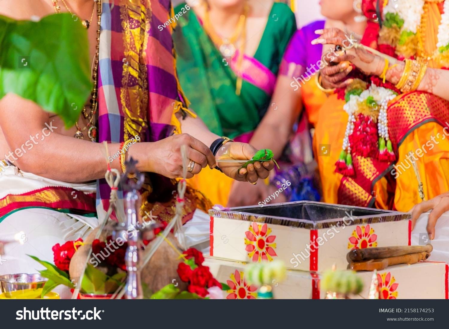 Indian Wedding Ceremony Ritual Sacred Fire Stock Photo 2158174253 ...