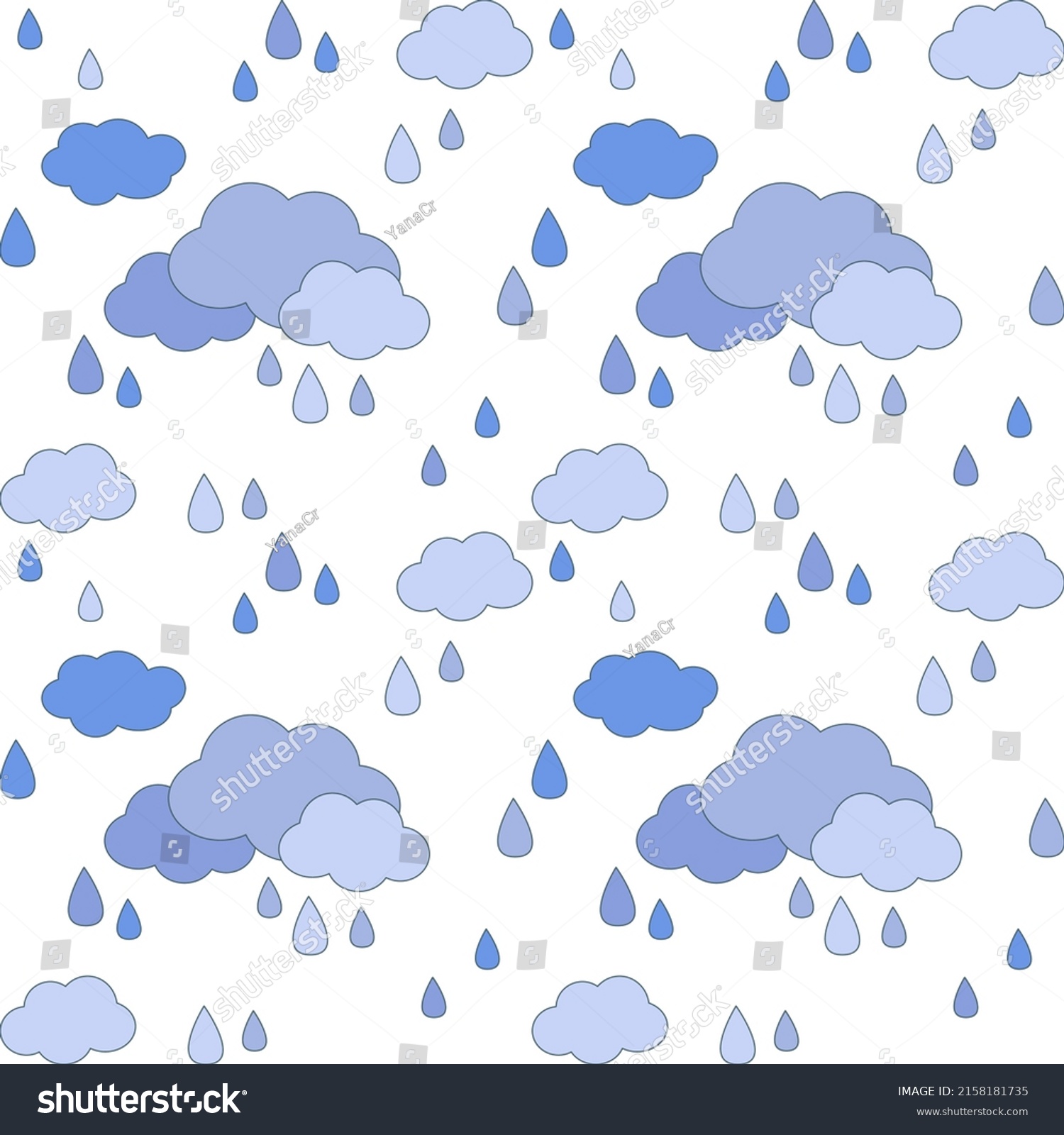 Rain Clouds Pattern Drops Simple Style Stock Vector (Royalty Free ...