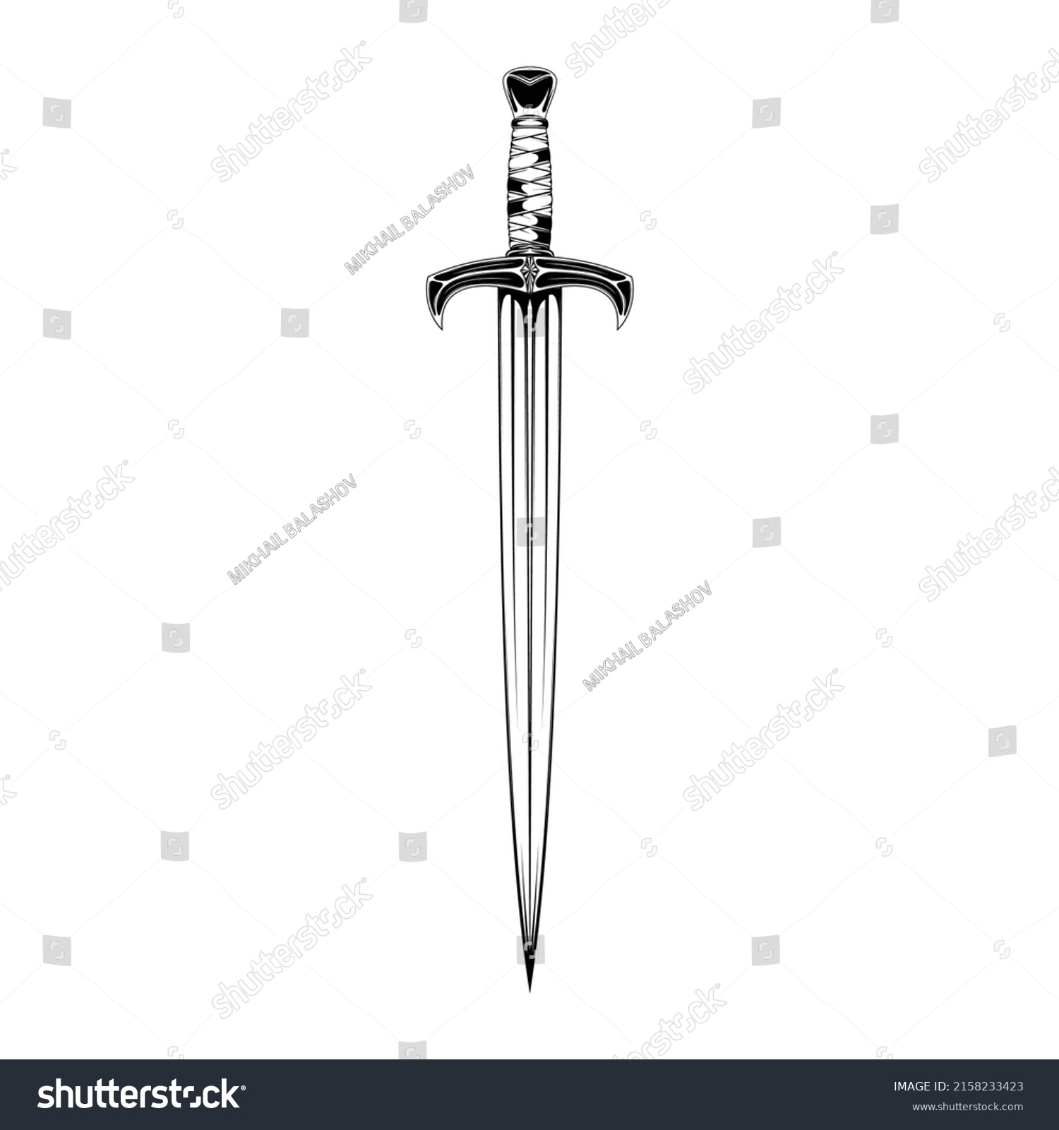 Vector Drawing Long Sword Blade King Stock Vector (Royalty Free ...