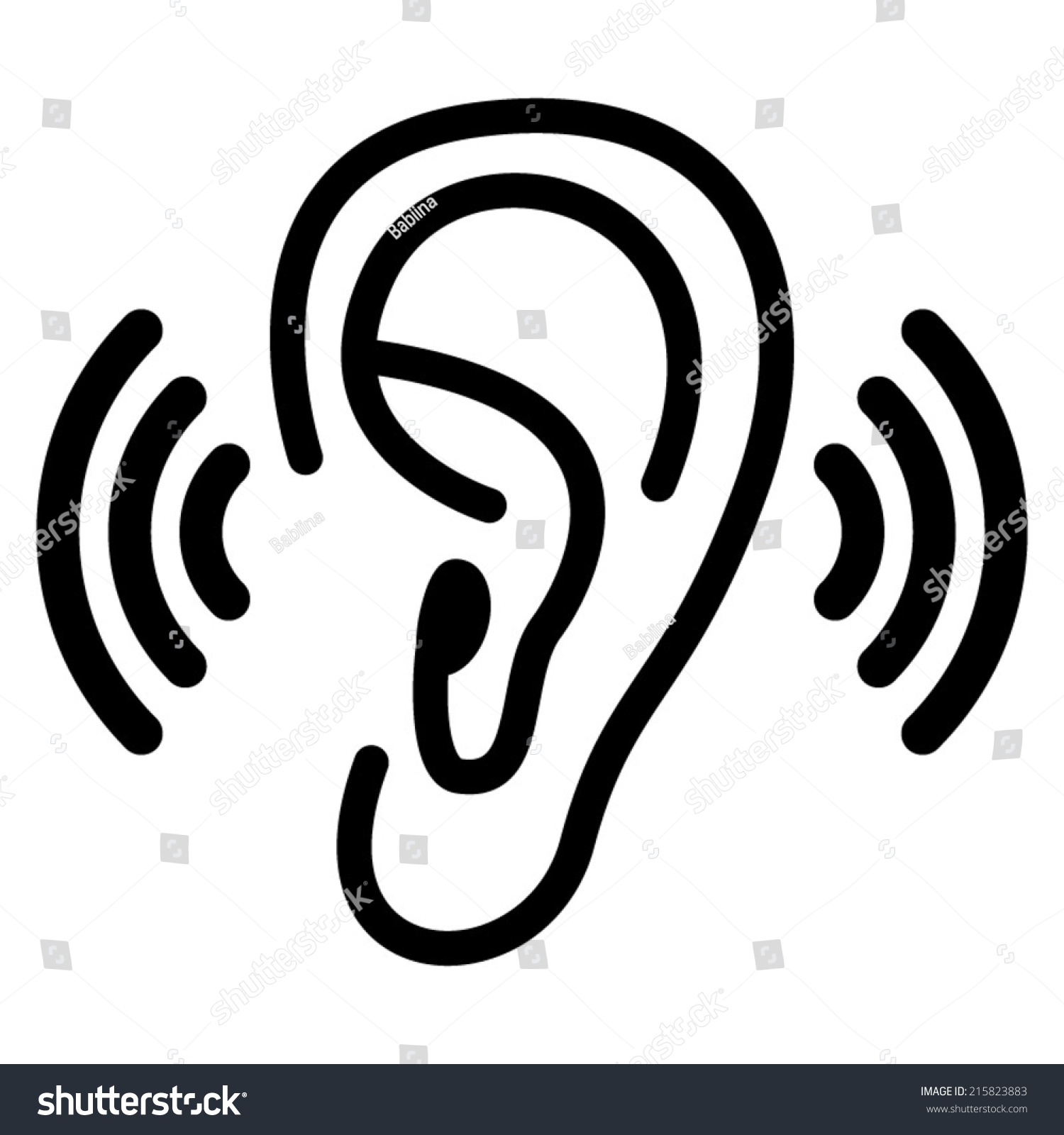 Ear Black Icon Stock Vector (Royalty Free) 215823883 | Shutterstock