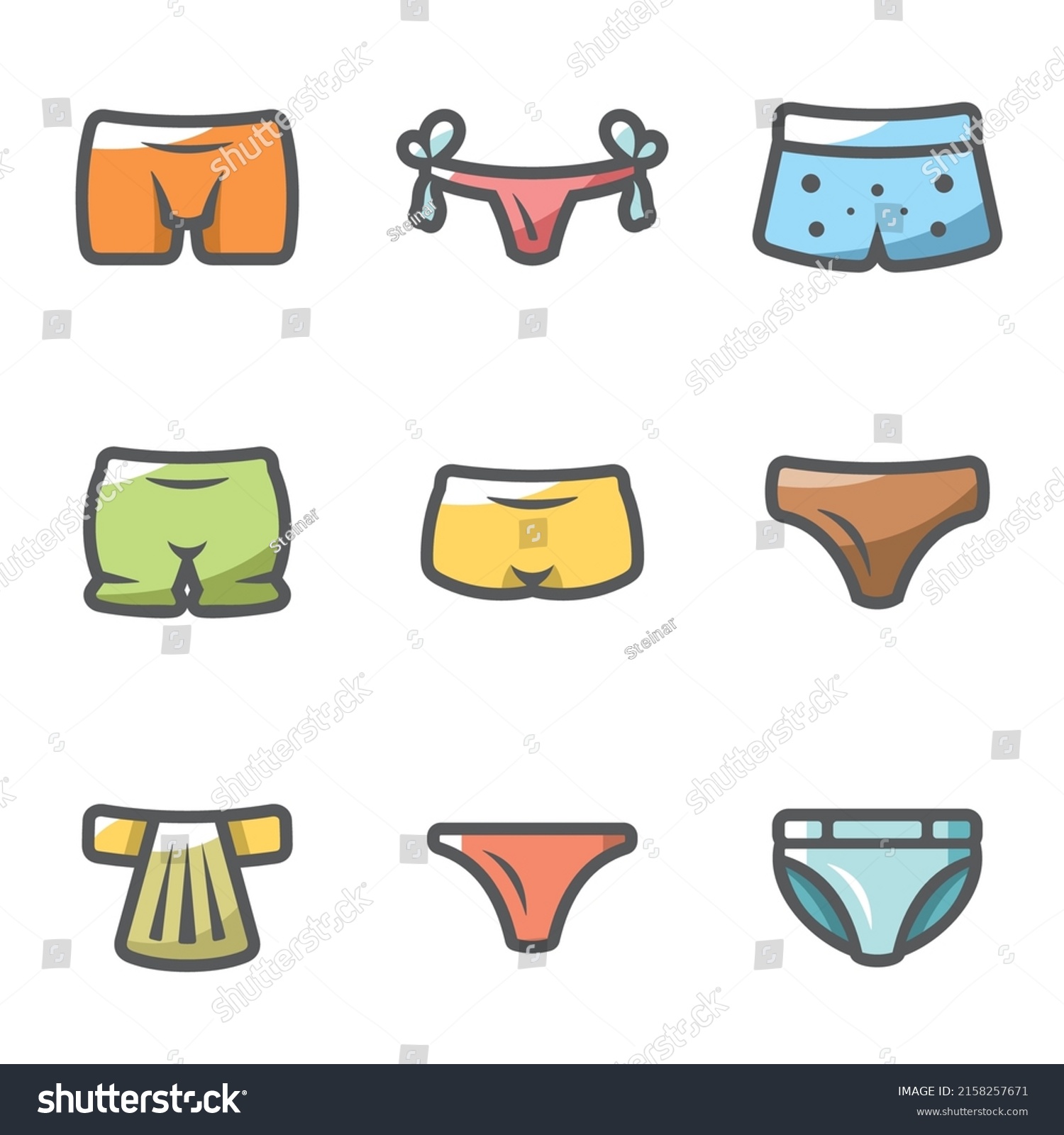 Vector Set Underwear Icons Clothing Wear Stock Vector Royalty Free 2158257671 Shutterstock 