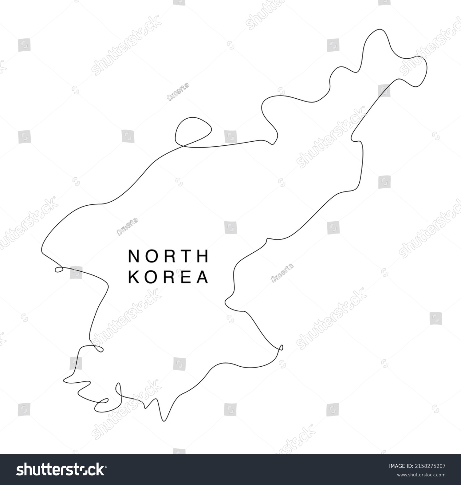 Line Art North Korea Map Continuous Stock Vector (Royalty Free ...