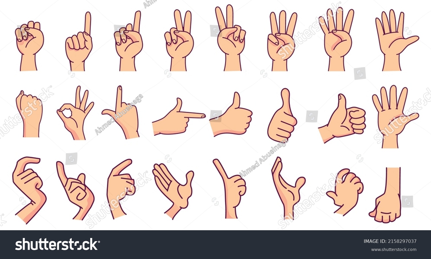 Cartoon White Human Hand Hands Show Stock Vector (Royalty Free ...