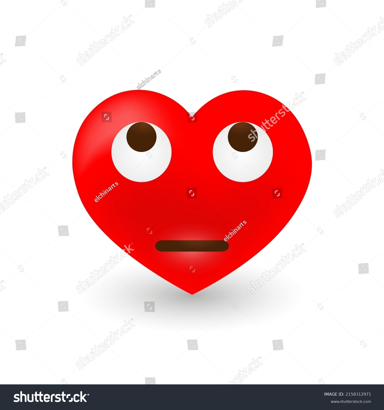 Thinkig Heart Emoji Cartoon Face Stock Vector (Royalty Free) 2158312971 ...