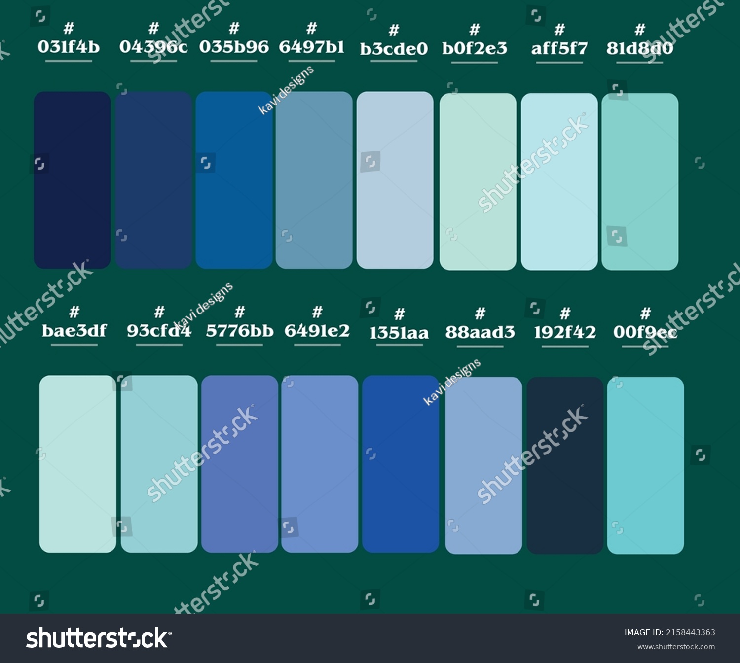 Blue Hue Colors Palette Color Numbers Stock Vector (Royalty Free ...