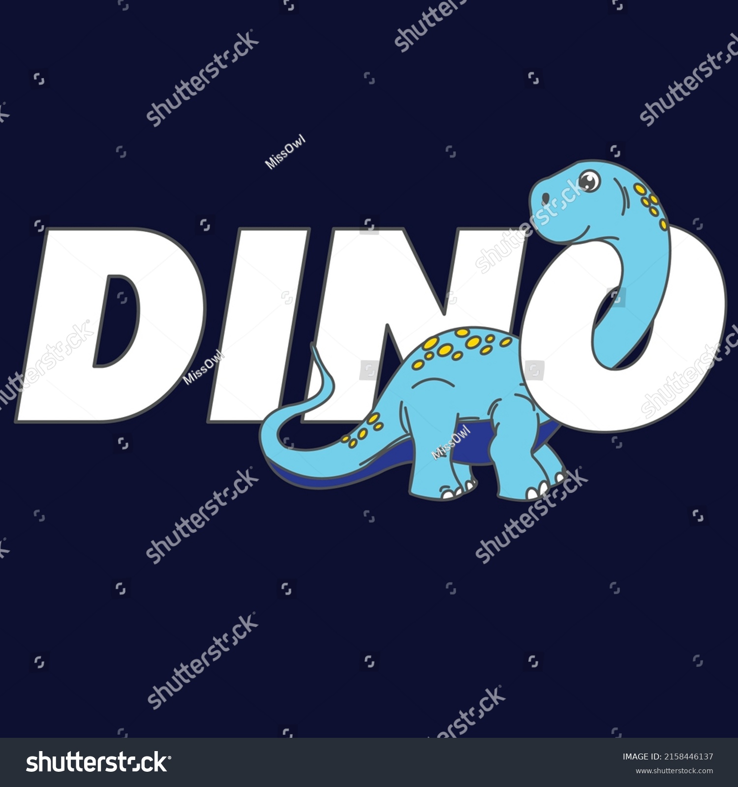 Word Dino Brontosaurus Peeking Out One Stock Vector (Royalty Free ...