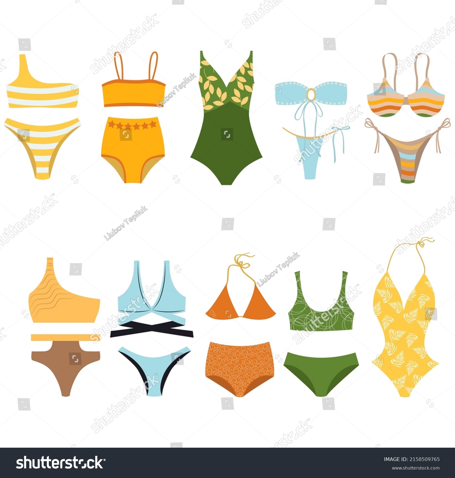 Swimming Suits Types Flat Vector Illustration Stock Vector (Royalty ...