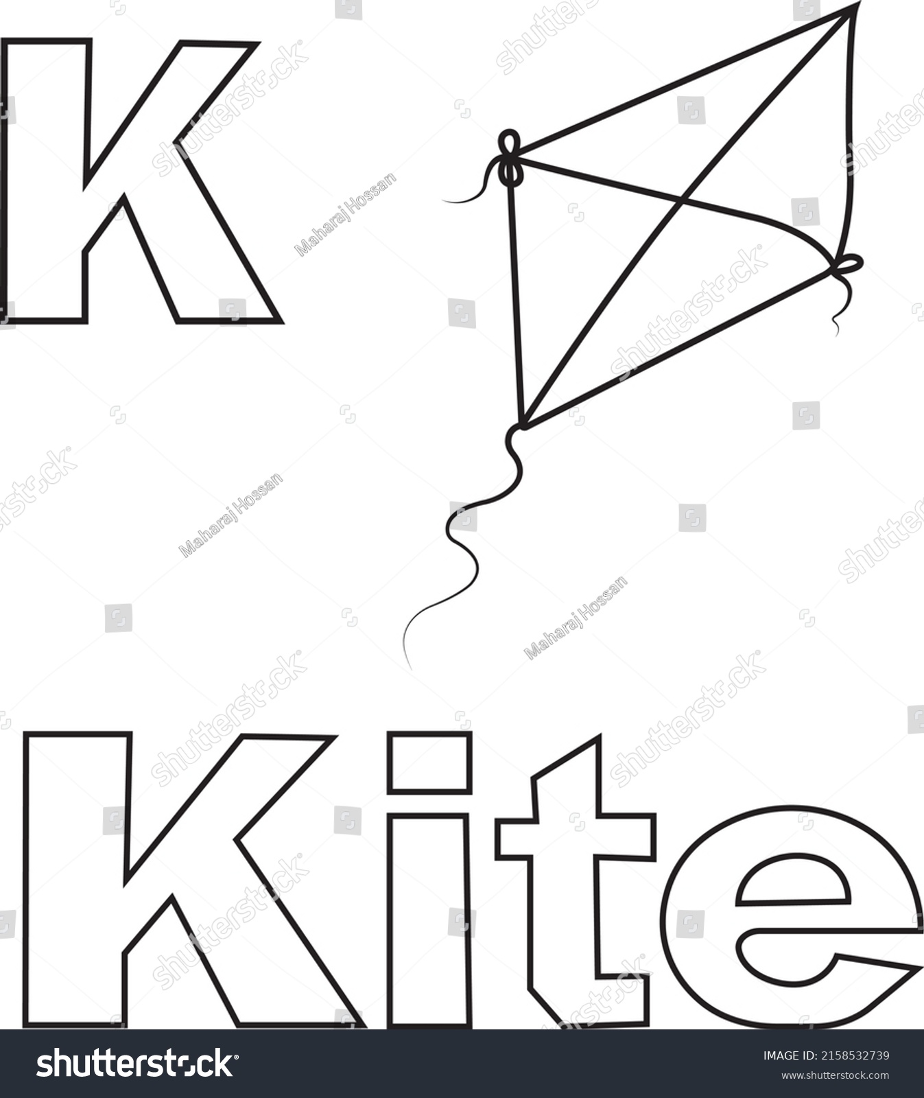 Alphabet Letter K Kite Coloring Book Stock Vector (Royalty Free ...