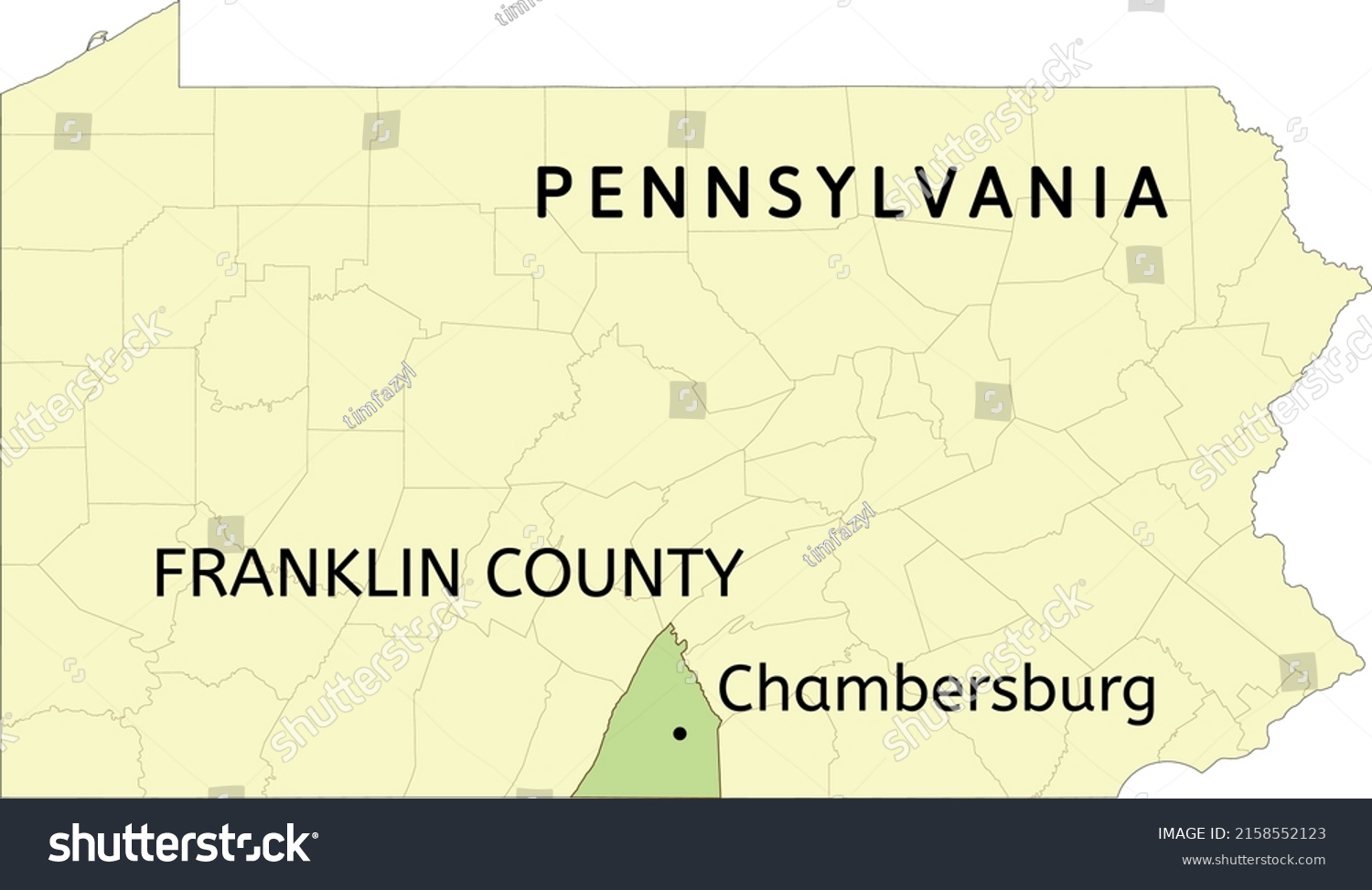 Franklin County Borough Chambersburg Location On Stock Vector (Royalty ...