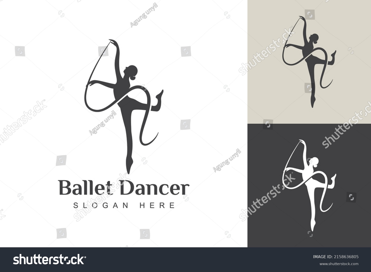 Vector Ballet Dancer Silhouette Logo Design Stock Vector (Royalty Free ...