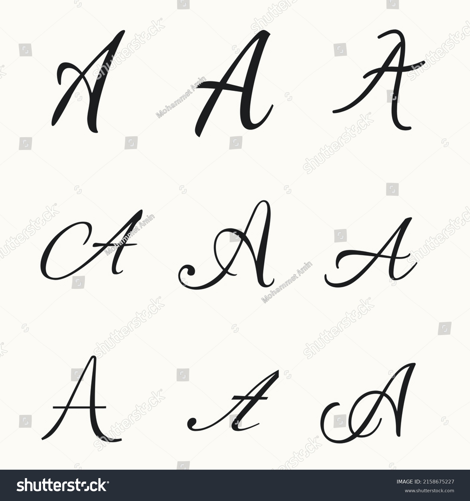 Letter Script Fonts On White Background Stock Illustration 2158675227 ...